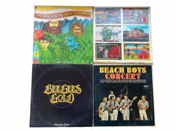 BeeGees, Beach Boys And B52s: 7 Vinyl Record Album Lot: Listed In Description Box.