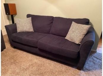 Newer Navy Blue Couch With Modern Lines, Full Cushions