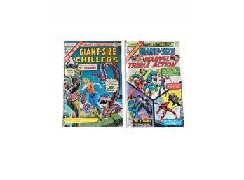 Marvel Comic Group Giant Size Marvel Triple Action #1 May 1975, Giant Size Chillers #1 Feb 1975
