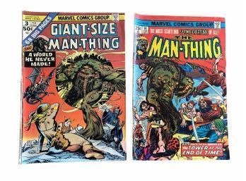 Marvel Comic Group, The Man Thing, Giant Size, No. 3, 1975 & No. 14, Feb, 1975