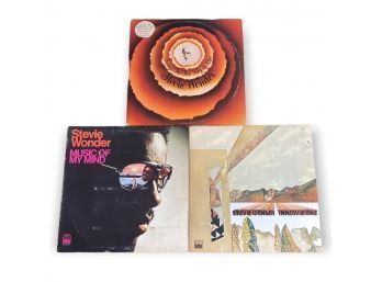 Stevie Wonder: 3 Vinyl Record Album Lot: Songs In The Key Of Life, Innervisions, Music Of My Mind