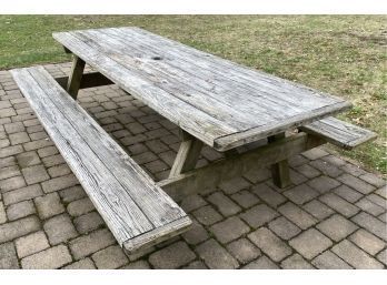 Sturdy A Frame Picnic Table With Umbrella Hole And Attached Benches