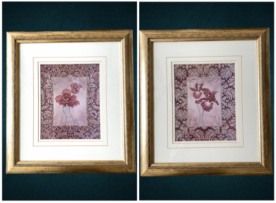 Two Piece Coordinating Print Set By Jane Carroll Professionally Framed And Heavily Matted