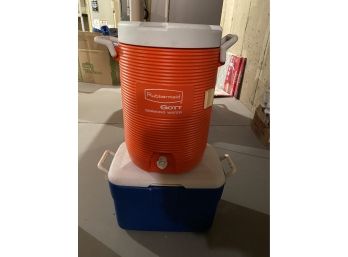 Two Piece Cooler Lot Includes 5 Gallon Igloo Water