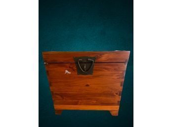 Wood Trunk With Iron Clasp & Handles