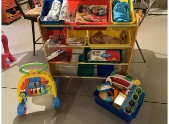 Toddler Toy Lot And Storage Shelf With Open Bins
