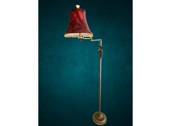 Brushed Metal Floor Lamp With Beaded Lamp Shade