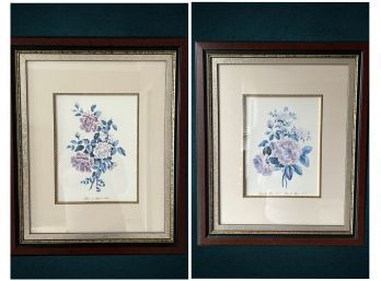 Coordinating Pair Of French Inspired Floral Prints, Profess Quality Mat & Frame