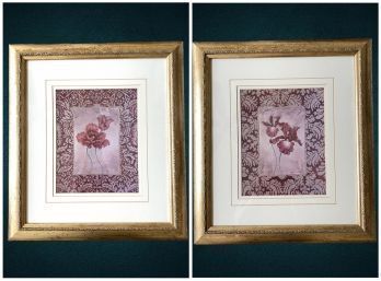 Two Piece Coordinating Print Set By Jane Carroll Professionally Framed And Heavily Matted