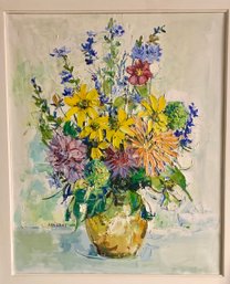 Floral Still Life By Yolande Ardissone - Oil On Canvas - 21x25