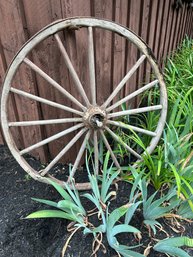 Large Wooden Wheel With Iron Band And Hub - 50 Inch Diameter