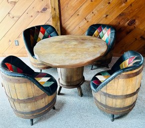 Set Of Four Barrel Swivel Chairs And Matching Table