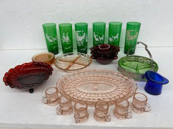 Colorful Glassware Including Duncan Glass