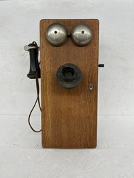 Vintage Oak Wall Telephone