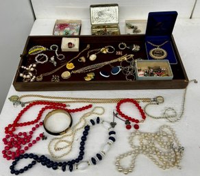 Tray Lot Of Costume Jewelry
