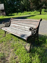 Vintage Iron Bench With Wood Slats - As Is