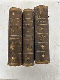 Three Victor Hugo Leather Bound Books