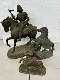 Three Metal Horse Figures