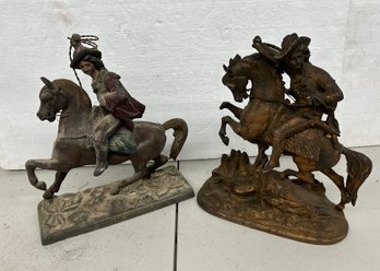 Two Metal Figures On Horseback