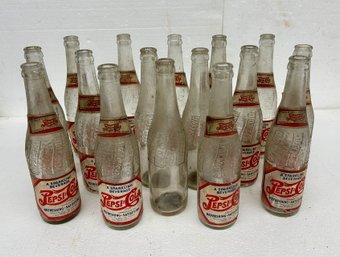 Lot Of 16 Similar Vintage Pepsi Bottles