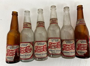 Lot Of 6 Vintage Pepsi Bottles