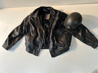 Leather Jacket And Helmet