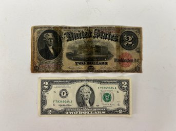 One Series Of 1917 Two Dollar Bill And One Series 1995 Two Dollar Bill
