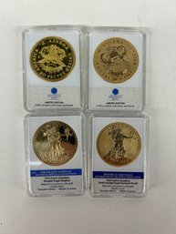 Four (4) Gold Layered Historical And Archival Coins