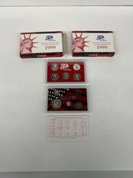 Three (3) 1999 U.S. Mint Silver Proof Sets