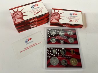 Five 2005 U.S. Mint Silver Proof Sets