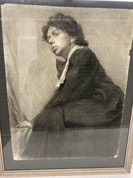 Eleanor Roosevelt Charcoal Signed And Marked On Back Carl Nordstrom Mass 1876-1965