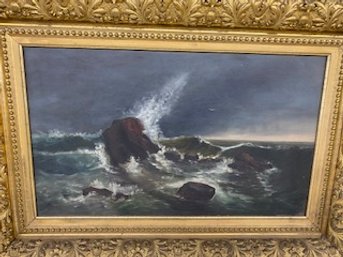 Oil On Canvas 19c Seascape- 12x20