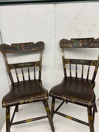 Pair Of Paint Decorated Country Side Chairs