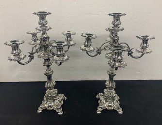 Pair Of Continental Candelabras - Tested - 800 Silver  - 21 Inch Total Height