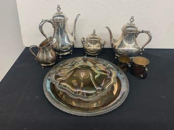 Silver Plate Tea Set And More