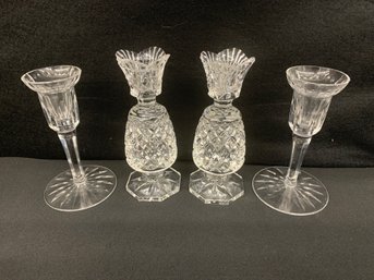 Two Pair Waterford Candlesticks - 6in And 6.5in