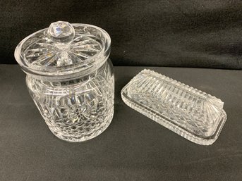 Waterford 7 Inch Biscuit Jar And Butter Dish