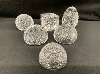 Six Pcs Waterford Paperweights Etc..