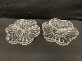 Pr Of 9.5 Inch Divided Condiment Dishes