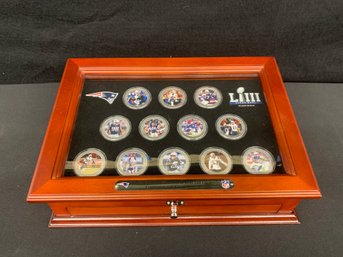 N E Patriots Super Bowl LIII Commemorative Coins In Display Case
