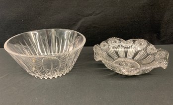 Val St Lambert Crystal Bowl And Unsigned Scollop Edge Bowl