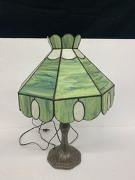 Lamp With Leaded Glass Shade