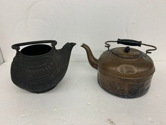 Two Kettles - One Copper - One Iron As Is