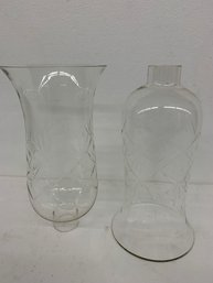 Pair Of Glass Shades - Note One Has Small Rim Chips