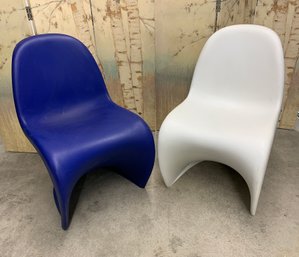 Two Iconic Stackable Panton Chairs Marked Vitra