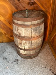 Oak Barrel With Spigot  24 Inch Round - 34 Inch Tall
