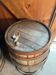 Small Oak Barrel With Spigot  18 Inch Round - 28 Inch Tall