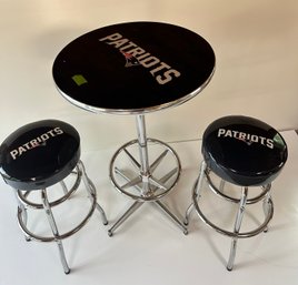 NE Patriots High Top Table With Two Revolving Stools