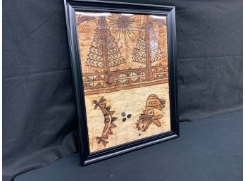African Artwork On Parchment 23x29 Framed