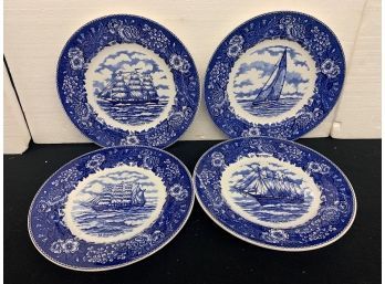 4 Adams Pottery Nautical  10 Inch Plates